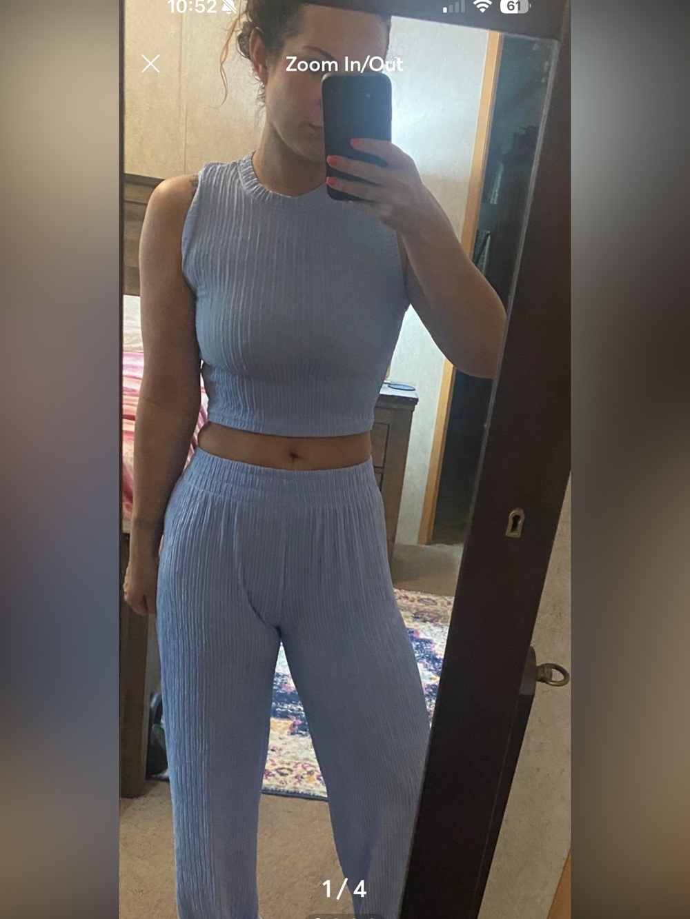 Eve Light Blue Ribbed Two-Piece Jumpsuit Set